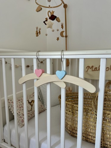 Two baby heart wooden hangers - baby,