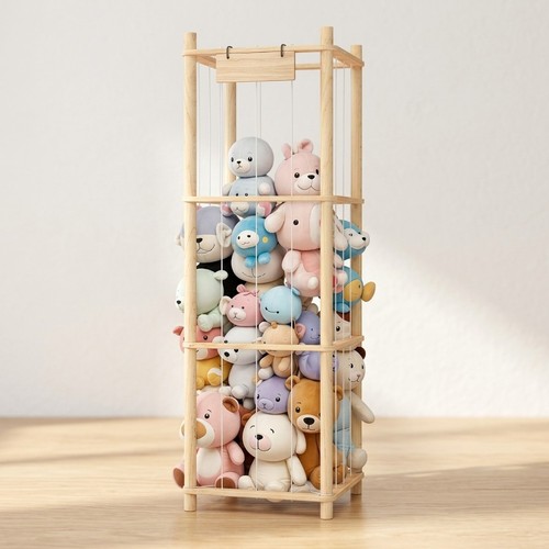 Plush toy storage rack wooden - rack,