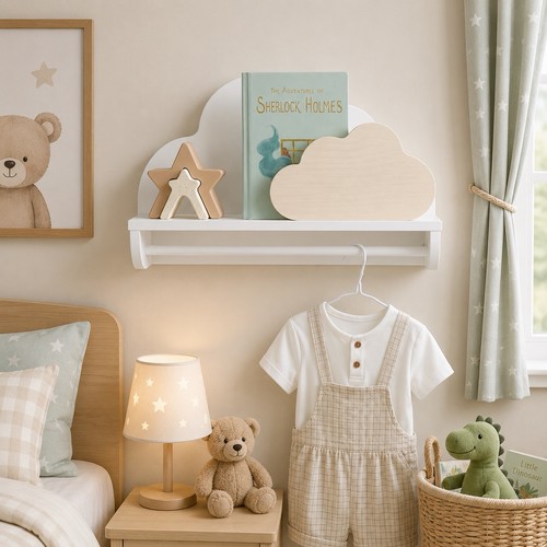 Wooden cloud wall shelf with - wooden,