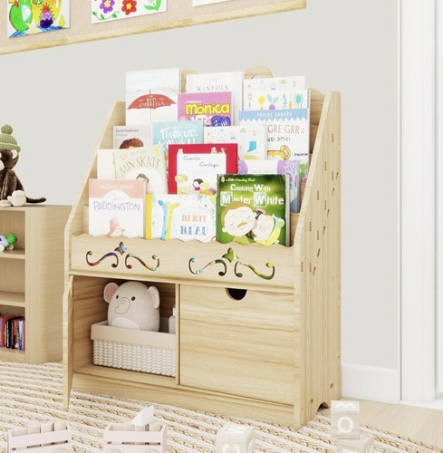 Kids wooden bookshelf toy - wooden,