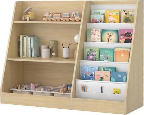 Huhote kids wooden - wooden, bookcase